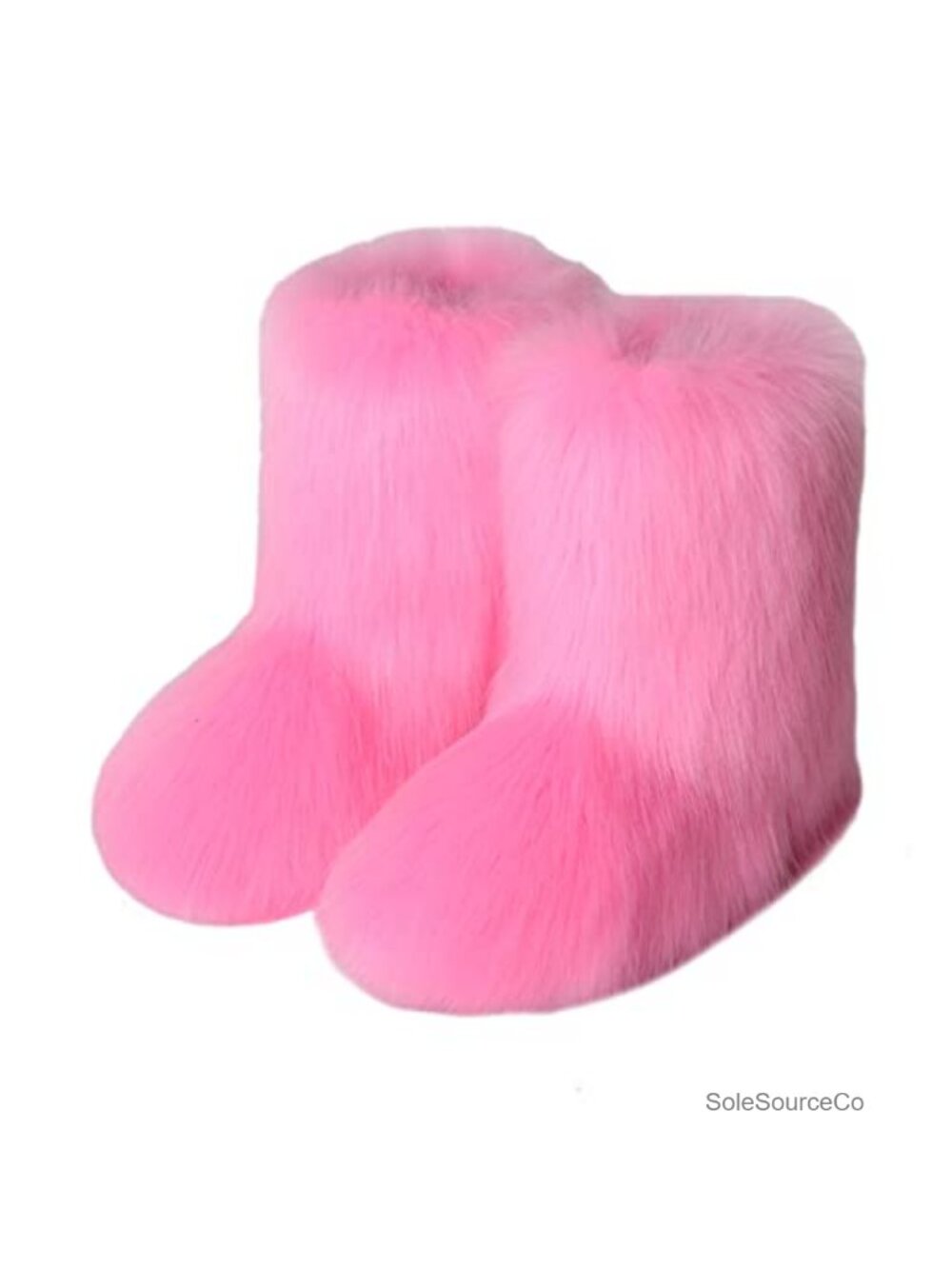 Faux Fur Mid-Calf Snow Boots Fuzzy Winter Outdoor Flat Slip-On